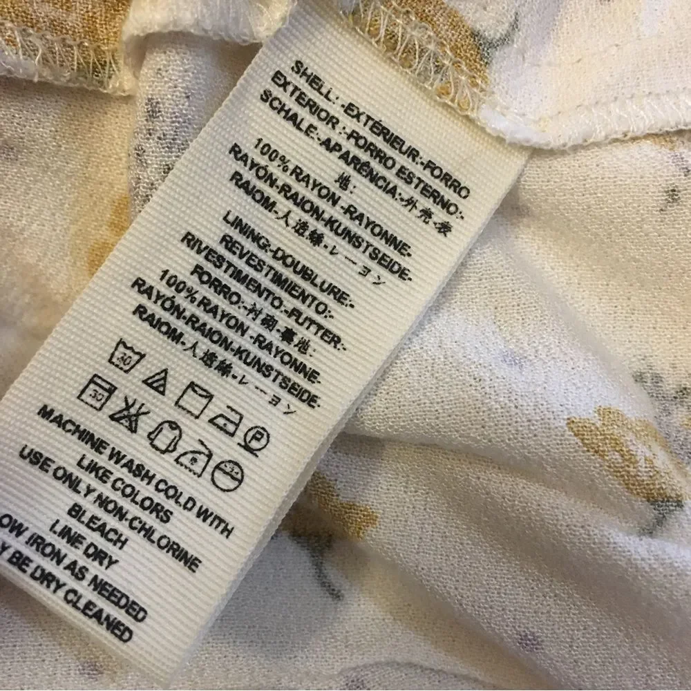 Free People sz 8 off white beige cream yellow floral mini dress long sleeve